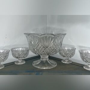 Shannon Crystal Godinger Dublin Ice Cream Serving Set 1 Large, 4 Small Bowls